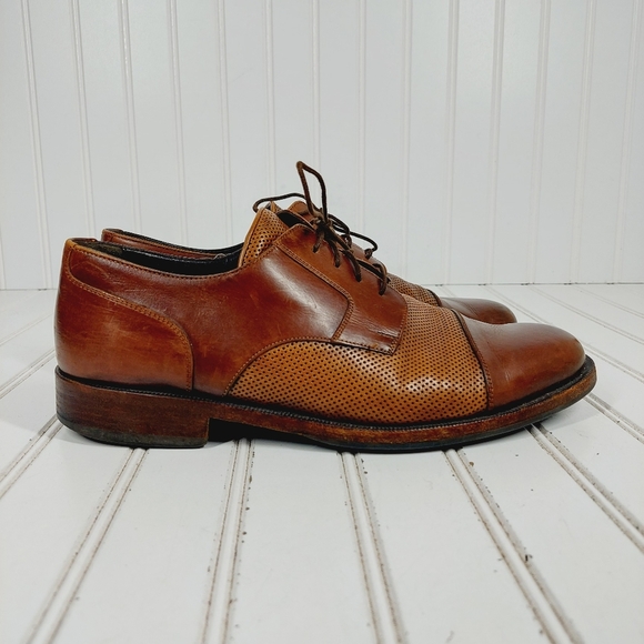 Bragamo Brown Cap Toe Perforated Lace Up Dress Oxford Shoes D864 main image 8